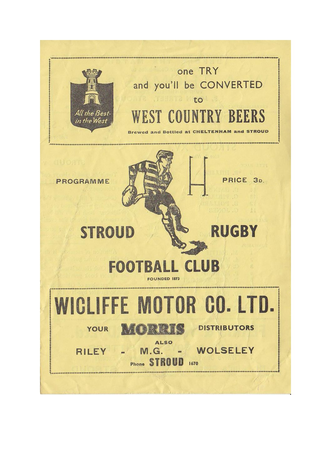 Generic Rugby Match Programme Gavin | Gloucester Rugby Heritage
