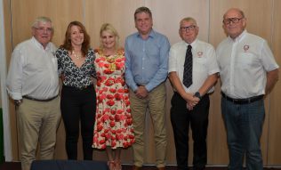 Fred Reed, Trudy Wells (Crossroads Care), Collette Finnegan (Sheriff and Deputy Mayor of Gloucester), Lance Bradley (CEO Gloucester Rugby), Ron Etheridge, Mike Curran