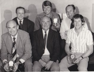 500 club: Peter Ford, Dick Smith and Alan Brinn with the carriage clocks presented by the club