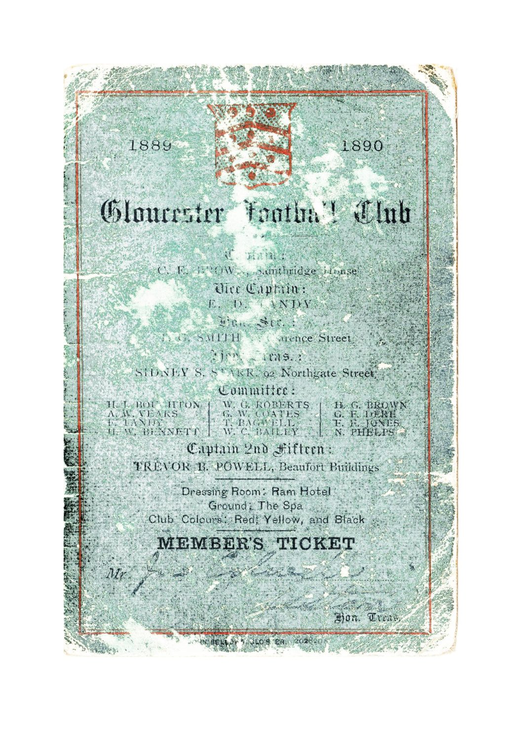 1889-90 Member's Ticket