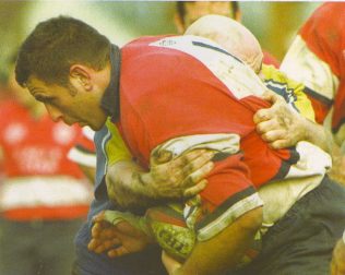 Tony Windo on the charge for Gloucester.........